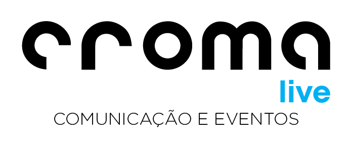 Logotipo Croma Live com a assinatura “Comunicação e Eventos”.