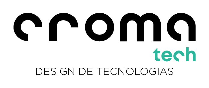 Logotipo Croma Tech com a assinatura “Design de Tecnologias”.